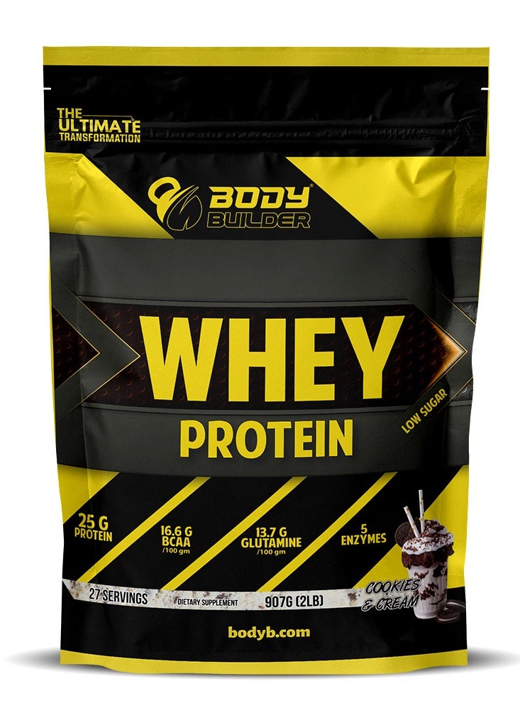 Body Builder Body Builder 100% whey protein - Cookies Cream- 2lb, Elite Whey Protein Blend for Optimal Muscle Growth and Recovery, Rich in BCAAs, Glutamine and Digestive Enzymes, perfect post workout fuel  - Image 1