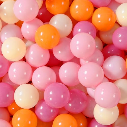 GOGOSO Ball Pit Balls for Toddler Baby Plastic Playballs Kids Soft Pastel Pelotas NonToxic BPAFree 3pinkOrangeYellow 200 Balls - Image 1
