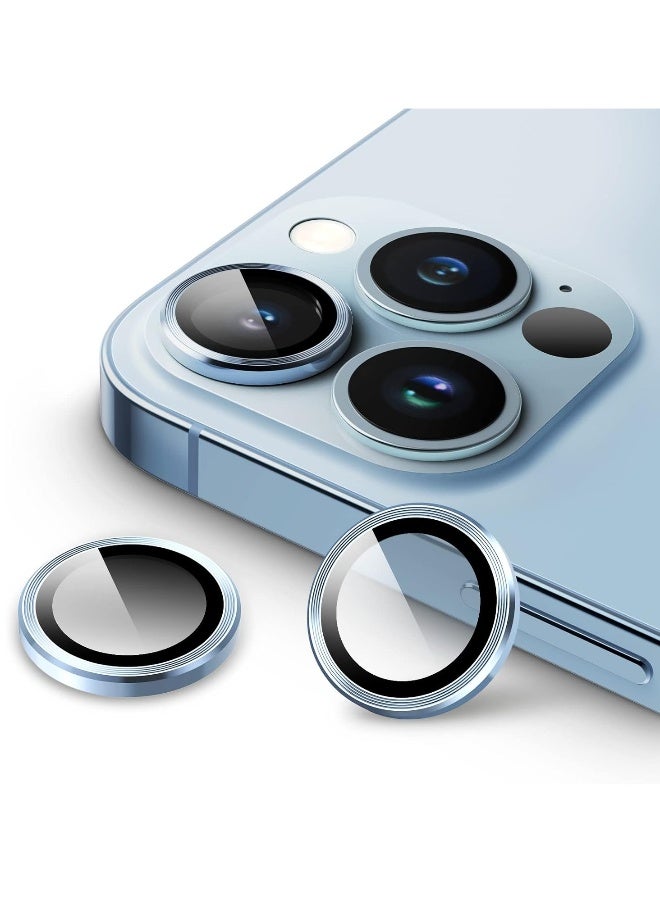 DUSALA Camera Lens Protector for iPhone 13 Pro 6.1-Inch and iPhone 13 Pro Max 6.7-Inch, 9H Tempered Glass Metal Individual Ring Cover, HD Clear, 1 Set (Blue) - Image 1