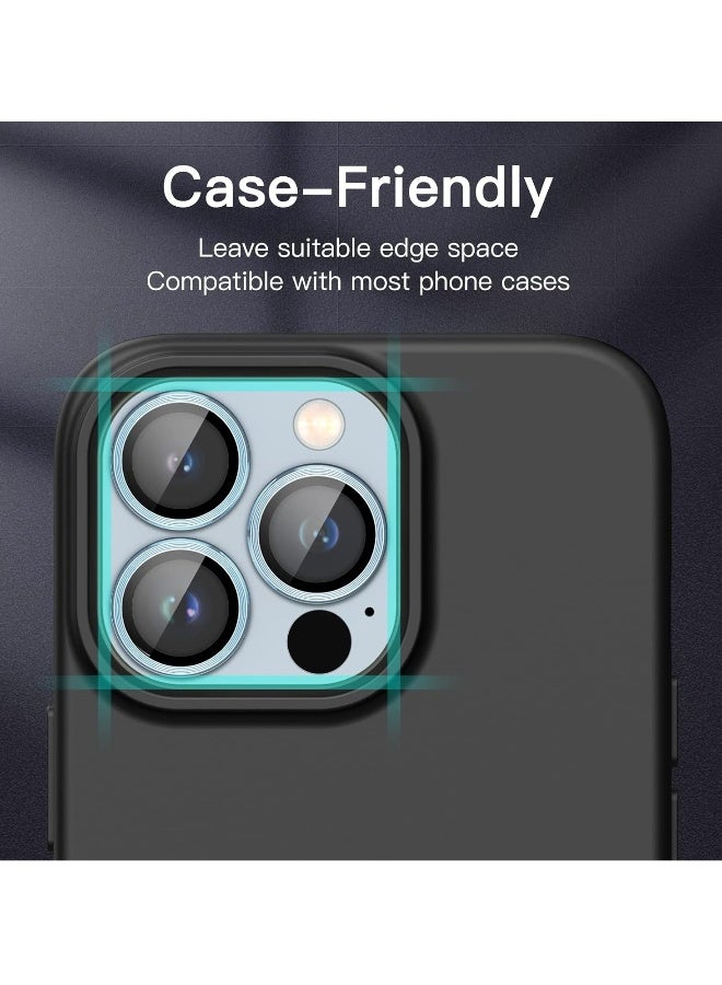 DUSALA Camera Lens Protector for iPhone 13 Pro 6.1-Inch and iPhone 13 Pro Max 6.7-Inch, 9H Tempered Glass Metal Individual Ring Cover, HD Clear, 1 Set (Blue) - Image 4