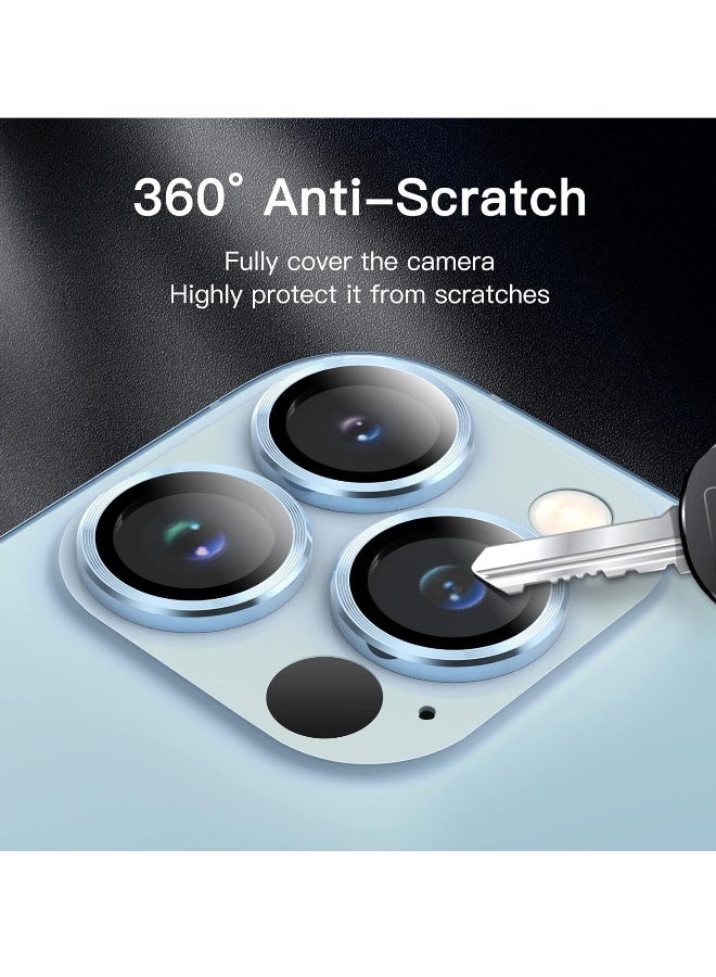 DUSALA Camera Lens Protector for iPhone 13 Pro 6.1-Inch and iPhone 13 Pro Max 6.7-Inch, 9H Tempered Glass Metal Individual Ring Cover, HD Clear, 1 Set (Blue) - Image 5