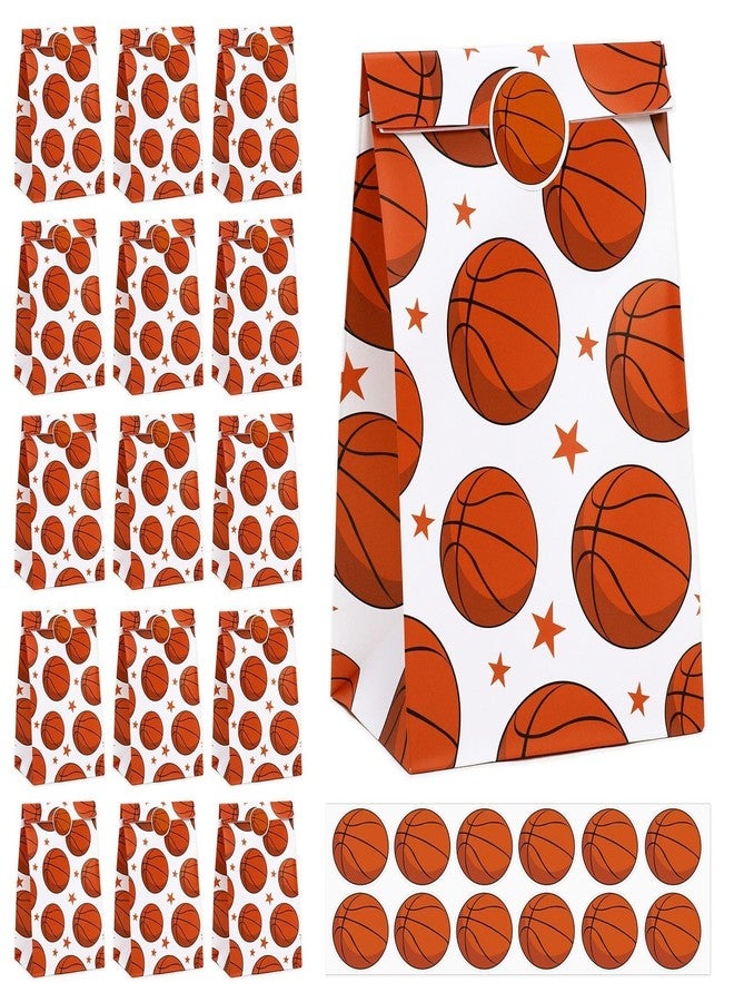 FEBSNOW 20Pcs Basketball Paper Gift Bag with Stickers for Sport Party Favor - Image 1