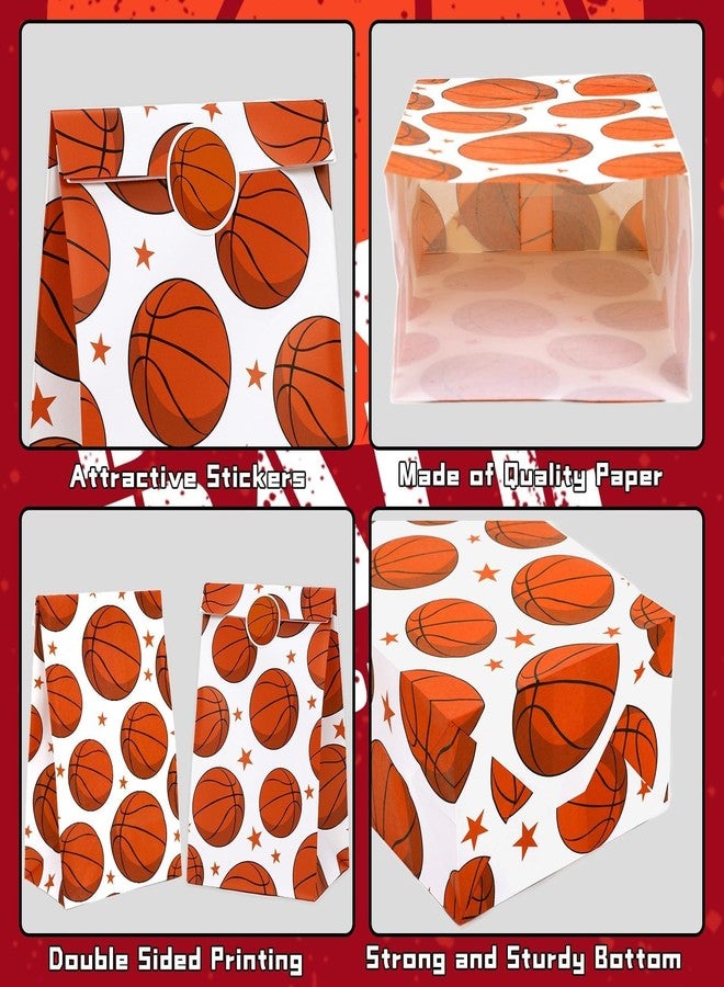 FEBSNOW 20Pcs Basketball Paper Gift Bag with Stickers for Sport Party Favor - Image 3