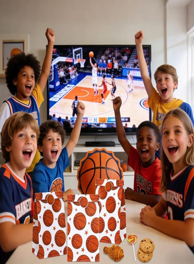 FEBSNOW 20Pcs Basketball Paper Gift Bag with Stickers for Sport Party Favor - Image 5