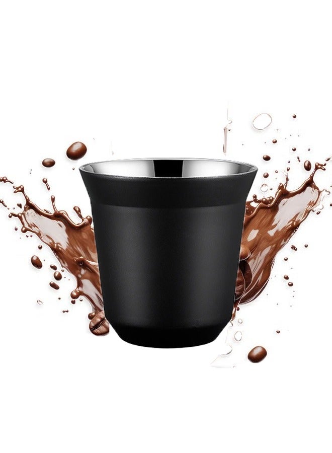 Stainless Steel Espresso Cup,Set Double Wall Insulated Metal Demitasse Cups ,Food Grade Material 80ml - Image 1