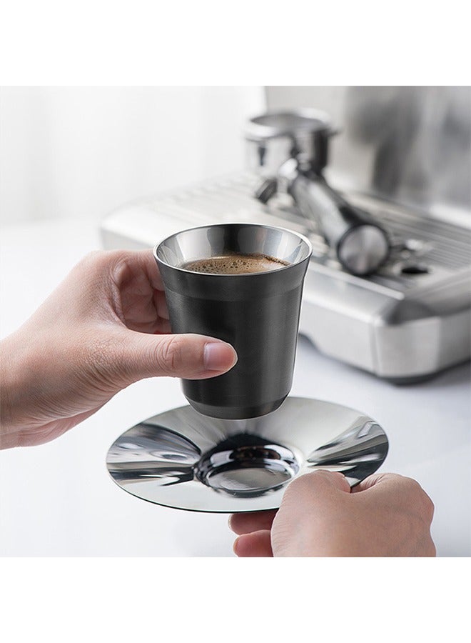 Stainless Steel Espresso Cup,Set Double Wall Insulated Metal Demitasse Cups ,Food Grade Material 80ml - Image 2