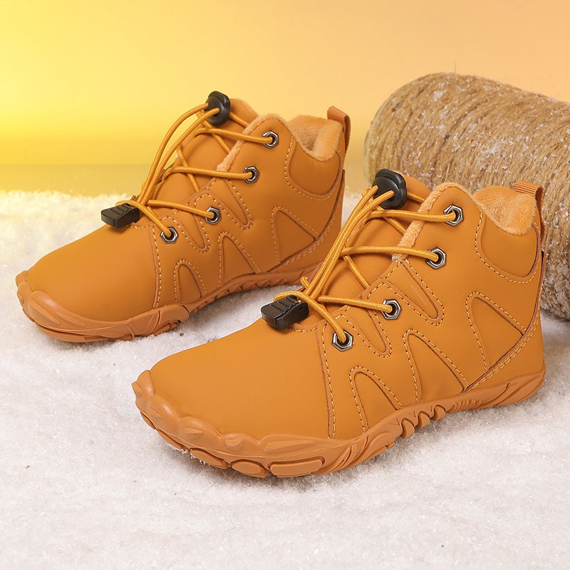 Children'S Snow Cotton Boots Men'S New Cotton Shoes Medium And Large Kidsren'S Boys' Five-Finger Fleece-Lined Warm Winter Kidsren'S Daily Cotton Shoes - Image 2
