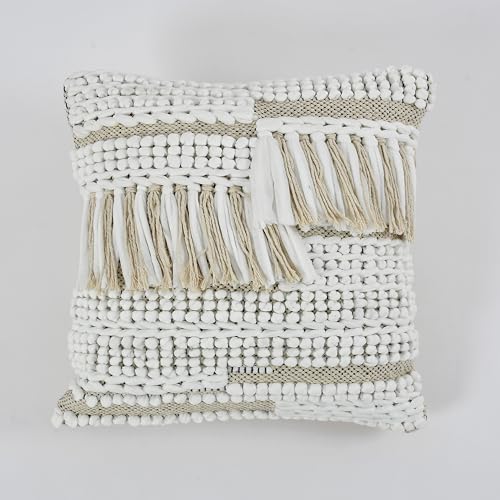 TIB Premium Boho Decorative Throw Cushion Covers, 16 x 16 cm, Set of 2, Cotton. (Off-White Waterfall) - Image 2