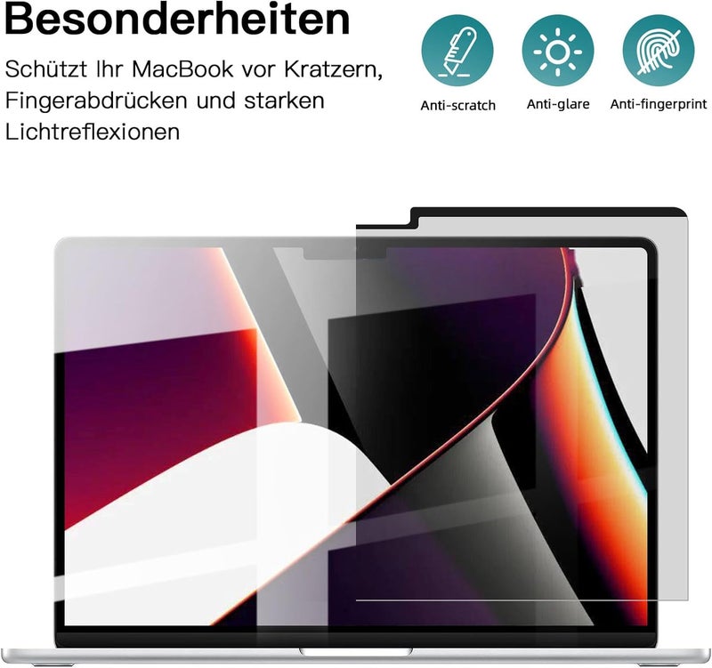 pys Dispersed regional warehouses Privacy Screen Protector for MacBook Pro 14 Inch M1 M2 M3 Pro Max Magnetic Privacy Screen Filter Anti-Fingerprint Anti-Blue Light Removable Easy Installation Global standard quality - Image 4