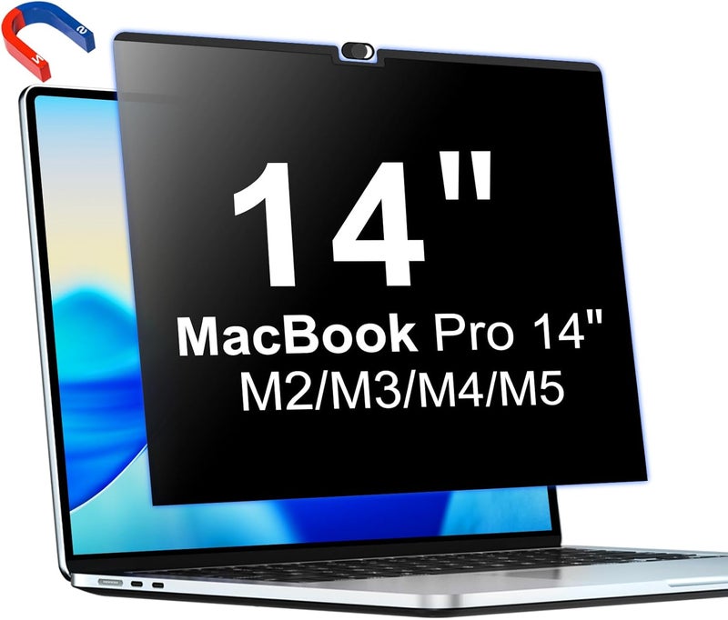 pys Dispersed regional warehouses Privacy Screen Protector for MacBook Pro 14 Inch M1 M2 M3 Pro Max Magnetic Privacy Screen Filter Anti-Fingerprint Anti-Blue Light Removable Easy Installation Global standard quality - Image 1