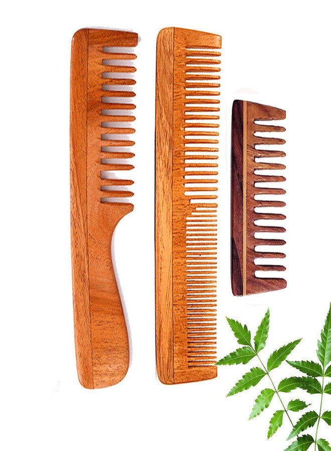 Rufiys Natural Handmade Pure Neem Wood Comb Helps Hair Regrowth,Anti-Dandruff Comb For Women And Men (Pack of 3) - Image 2
