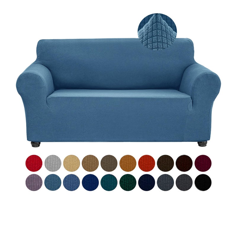 Joccun Stretch Loveseat Couch Cover Slipcover 1Piece Sofa Cover for 2 Cushion Couch Spandex Jacquard Washable Furniture Protector Cover for Living RoomKidsPetsLoveseatNiagara