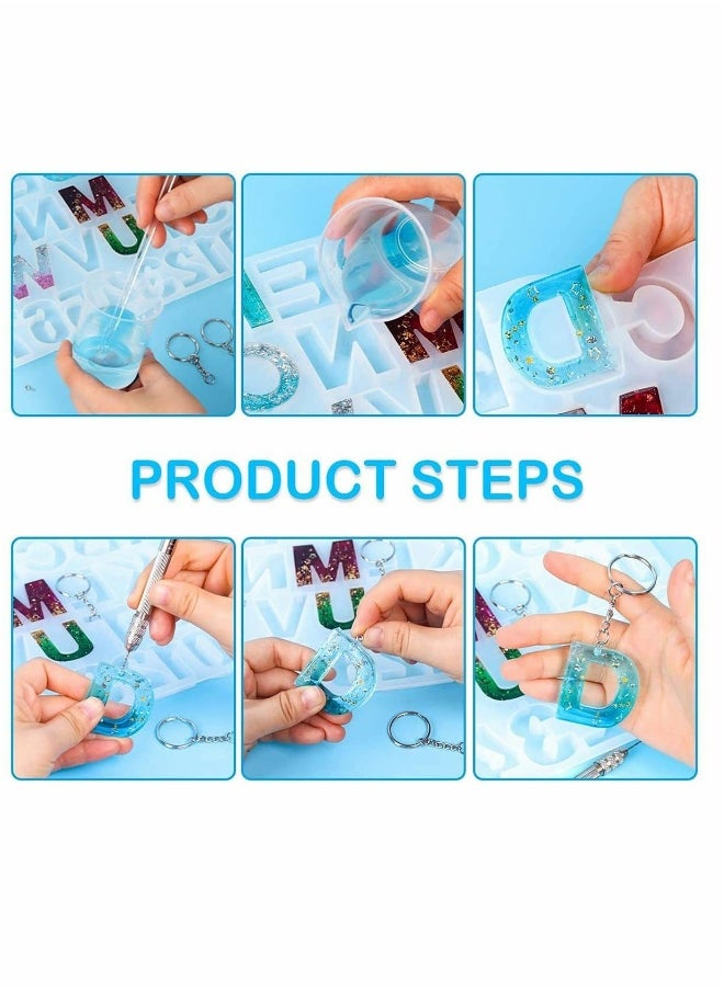 Generic - 134Pcs Silicone Alphabet Resin Molds Kit Letter Number Silicone Mold Epoxy Resin Casting Molds Keychain Making Set - Image 1