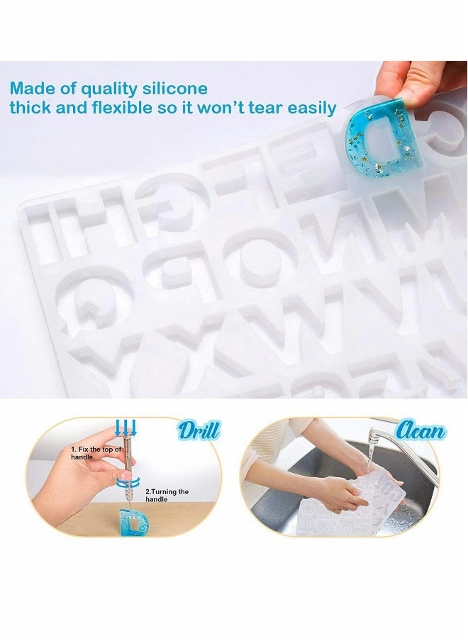 Generic - 134Pcs Silicone Alphabet Resin Molds Kit Letter Number Silicone Mold Epoxy Resin Casting Molds Keychain Making Set - Image 1