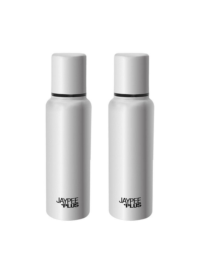 JAYPEE PLUS زجاجة توزيع الزيت من جايبي بلس إزي بور من الفولاذ المقاوم للصدأ مع غطاء | زجاجة زيت مانعة للتسرب وصب | علبة زيت من الدرجة الغذائية للمطبخ، فضي، مجموعة من 2 | 750 مل - Image 1