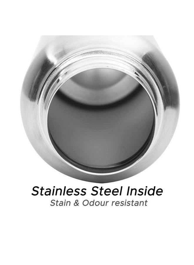 JAYPEE PLUS زجاجة توزيع الزيت من جايبي بلس إزي بور من الفولاذ المقاوم للصدأ مع غطاء | زجاجة زيت مانعة للتسرب وصب | علبة زيت من الدرجة الغذائية للمطبخ، فضي، مجموعة من 2 | 750 مل - Image 3