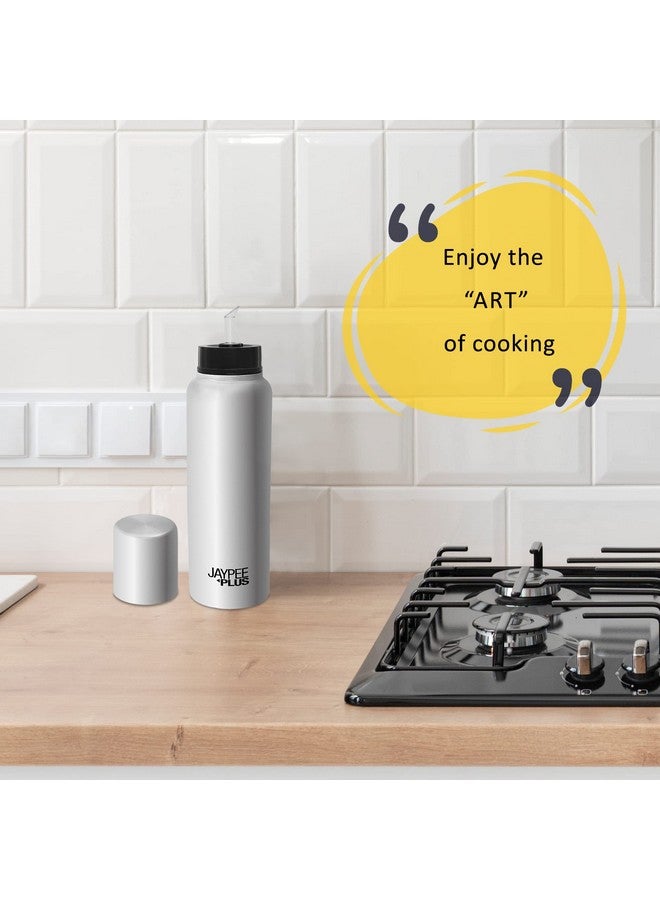 JAYPEE PLUS زجاجة توزيع الزيت من جايبي بلس إزي بور من الفولاذ المقاوم للصدأ مع غطاء | زجاجة زيت مانعة للتسرب وصب | علبة زيت من الدرجة الغذائية للمطبخ، فضي، مجموعة من 2 | 750 مل - Image 5