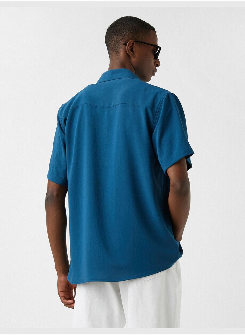KOTON Basic Short Sleeve Shirt Classic Neck Buttoned  - Image 4