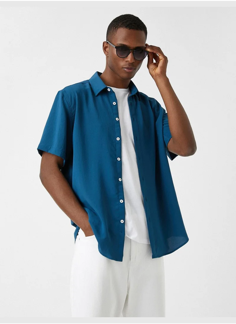 KOTON Basic Short Sleeve Shirt Classic Neck Buttoned