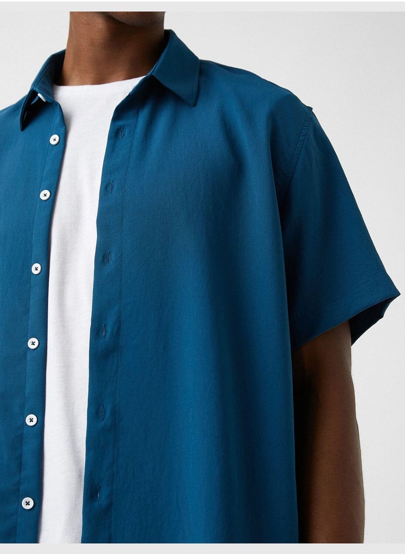 KOTON Basic Short Sleeve Shirt Classic Neck Buttoned  - Image 5