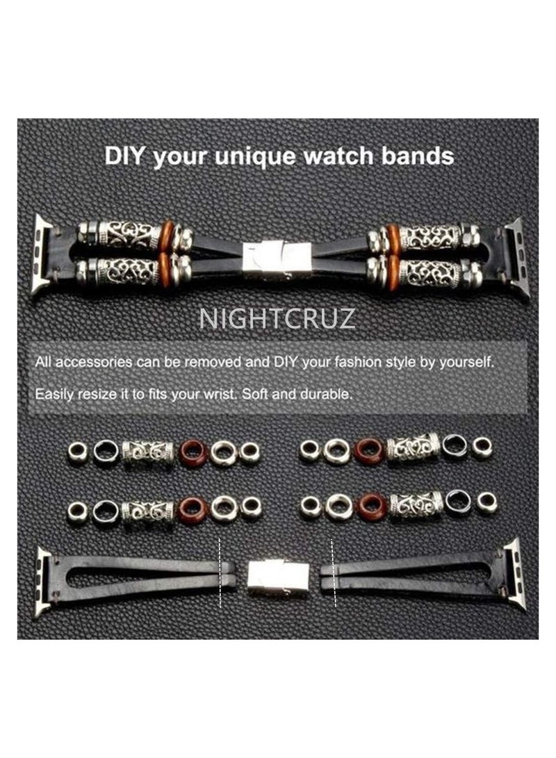 Compatible with Apple Watch Band Boho Fancy Apple Watch Band Multilayer Leather Bracelet Vintage Apple Watch Band for Apple Watch Series7/6/5/4/3/SE - Image 5