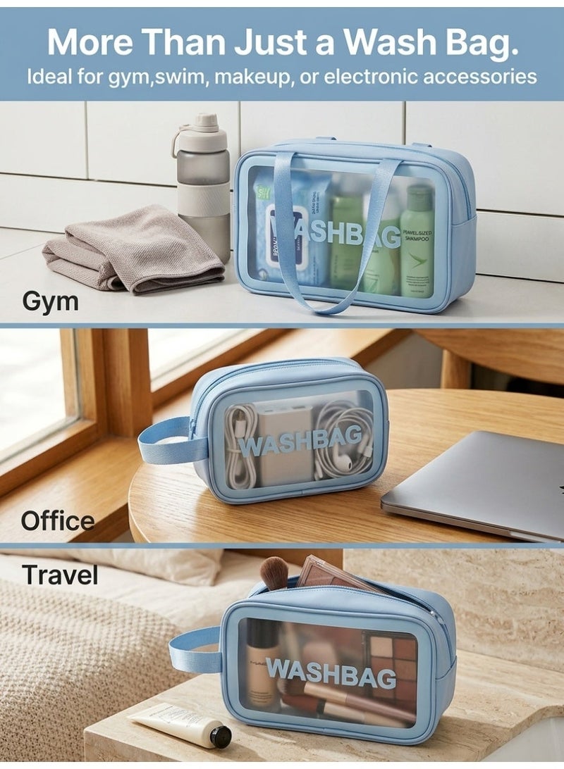 3 Pcs  Cosmetic Travel Bag for Toiletries, Portable Toiletry Bags for Traveling Women, Translucent Waterproof Make Up Bag for Travel and Bathroom - Image 2