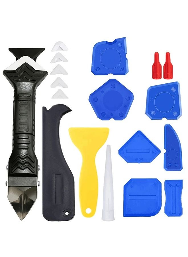 9pcs Silicone Caulking Tool Kit 5 In 1 Set With Replaceable Sealant Pads - Image 2