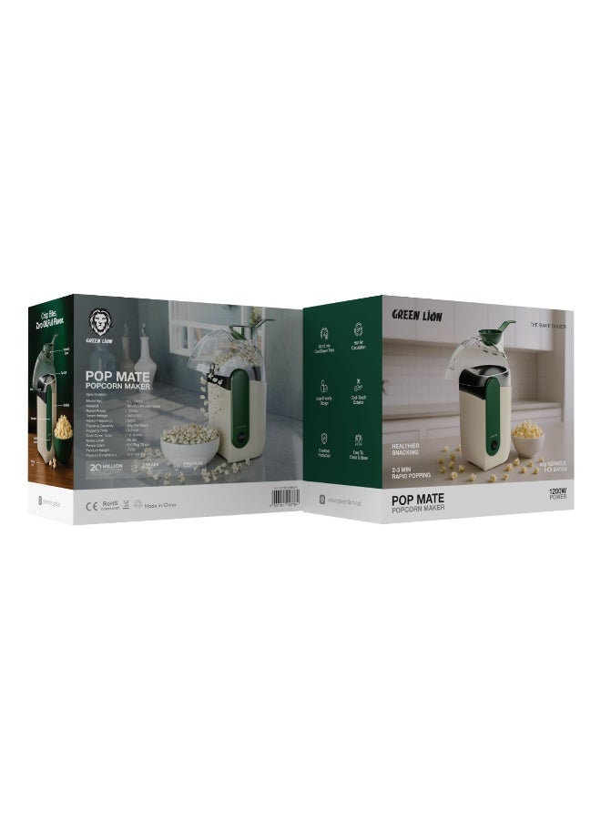 GREEN LION Pop Mate Popcorn Maker 1200W with 2-3 min Popping Time / 60g Per Batch Popping Capacity / Popper Maker Machine Oil-Free / Overheat Protection- White - Image 5