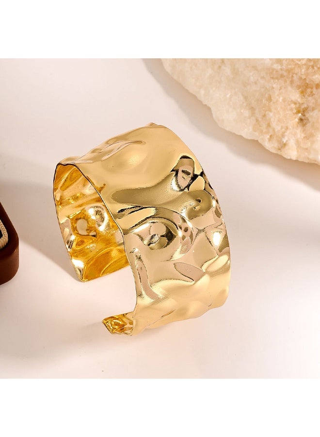 سوار ذهبي، سوار سميك قابل للتعديل، أساور ذهبية مفتوحة، سوار أنيق غير منتظم للنساء والفتيات - Image 5