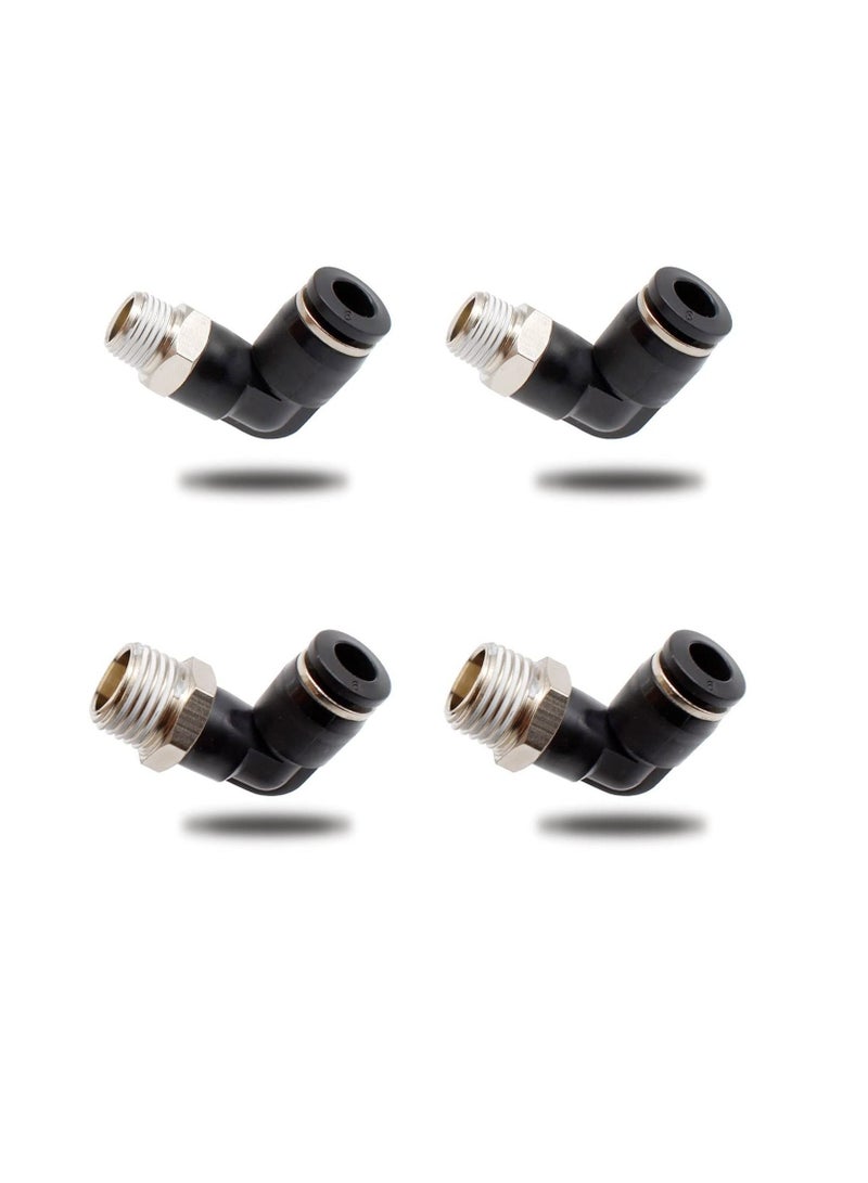 Captaintech Pneumatic Connectors, Two Different Models of (6MM × 1/4" and 6MM × 1/8") Male Thread Quick Fittings Black Air Fittings Adapter for Trachea and Automation Equipment, Can be Used for DIY Tools (4 Pcs) - Image 1