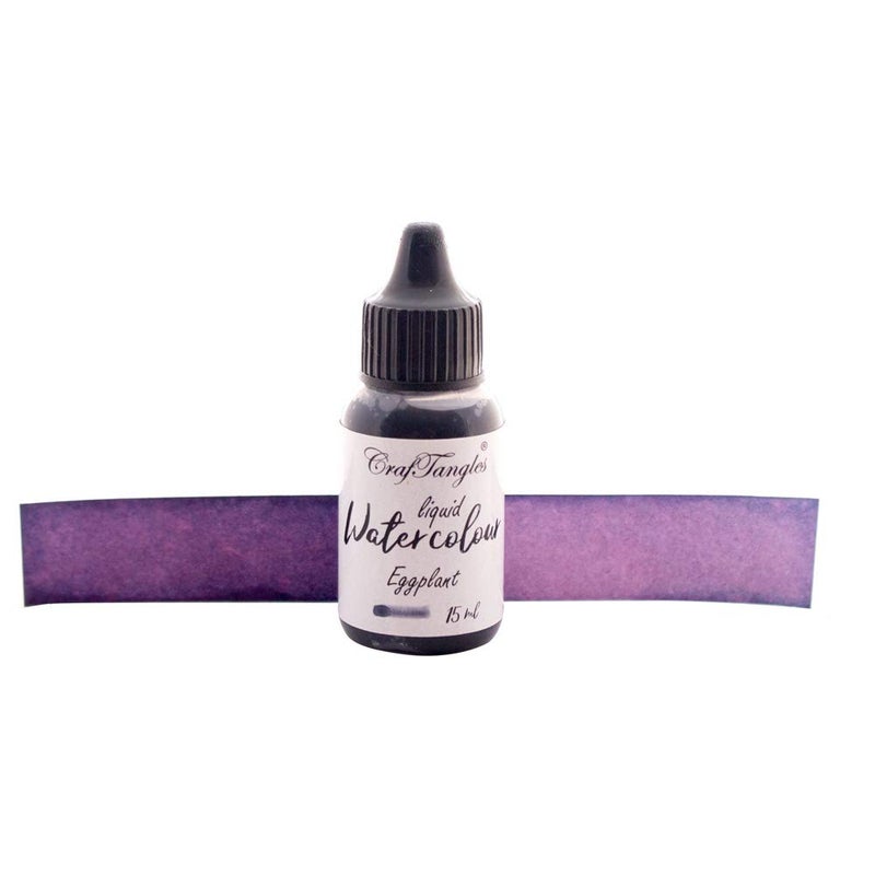 CrafTangles Liquid Watercolor (15 ml) - Eggplant (Violet Colour, Extremely Vibrant, Non Toxic) Paints for Professional Artist, Hobby Painters & Kids - Image 2