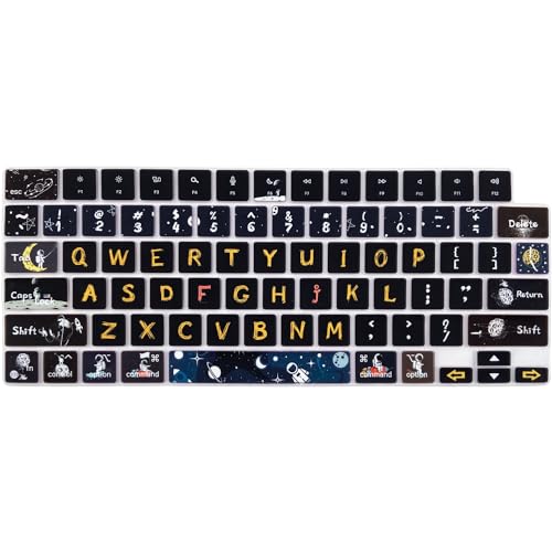 WSLUCKO Keyboard Cover Skin for 2021-2024 MacBook Pro 14/16 (A2442 A2485 A3112 A3401 A3403 A2992 A2779 A2780 A2991 A2918 M1/M2/M3 M4) & MacBook Air 13.6''/15'' (A2681 A3113 A2941 A3114),Space Man - Image 1