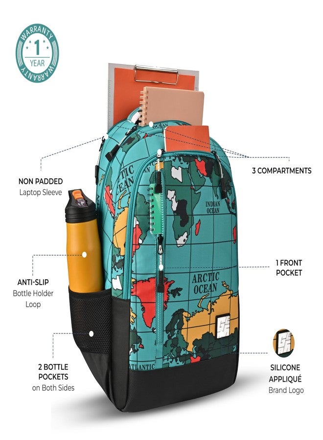 جير حقيبة ظهر جير جريد بثلاثة أقسام، 19 بوصة/37 لتر، حقيبة مدرسية كبيرة مقاومة للماء/حقيبة ظهر يومية بثلاثة أقسام/حقيبة ظهر للأطفال/حقيبة للأولاد/البنات (أزرق-أسود) - Image 4