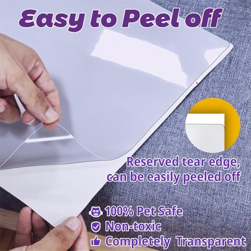 Ahamo Cat Scratch Pad for Sofa Protectors, 8-Piece Self-Adhesive PVC Furniture Protectors with 50 Nails, Multi-Size Cat Sofa Scratch Protector for Couch, Chair, Carpet (Beige) - Image 5