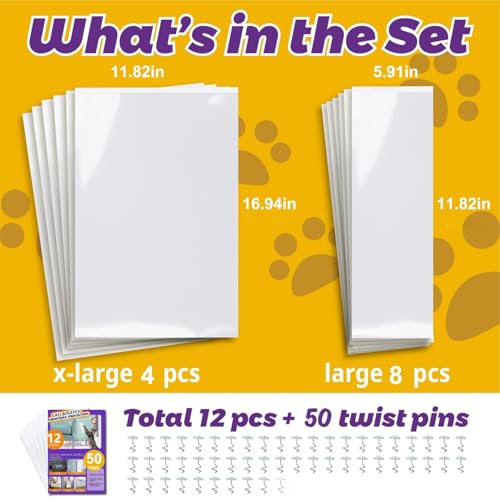 Ahamo Cat Scratch Pad for Sofa Protectors, 8-Piece Self-Adhesive PVC Furniture Protectors with 50 Nails, Multi-Size Cat Sofa Scratch Protector for Couch, Chair, Carpet (Beige) - Image 2