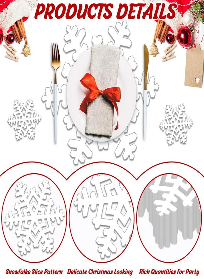 Suttmin 200 Pcs Christmas Snowflake Disposable Paper Placemat Winter White Snowflake Place Mat Christmas Coaster Set Include Paper Placemat and Coasters Bulk Table Place Mat Outdoor Indoor for Table - Image 5