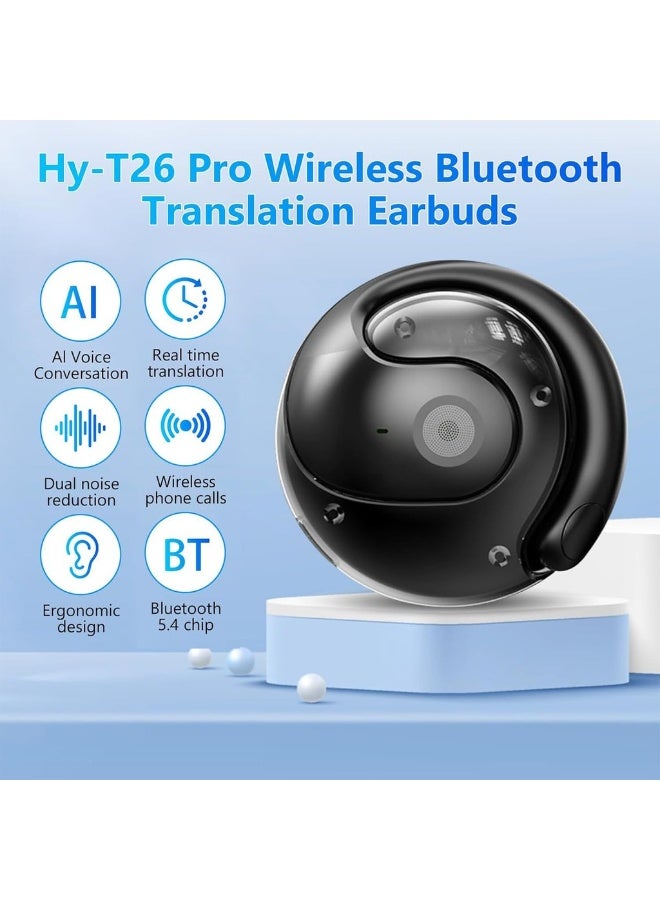 سماعات أذن بلوتوث لاسلكية للترجمة Hy-T26 Pro تدعم 150 لغة وتشغيل الموسيقى سماعات أذن فوق الأذن تريبل - Image 2