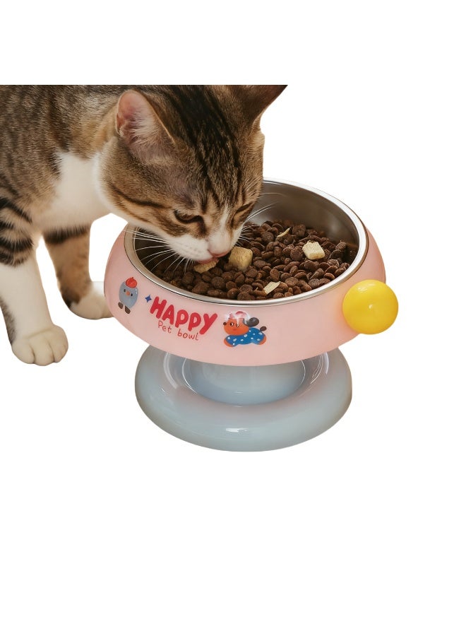Oldzhan Pet ice cream colored cat bowl stainless steel anti slip dog bowl dopamine color matching pet bowl anti black chin high footed cat bowl - Image 1
