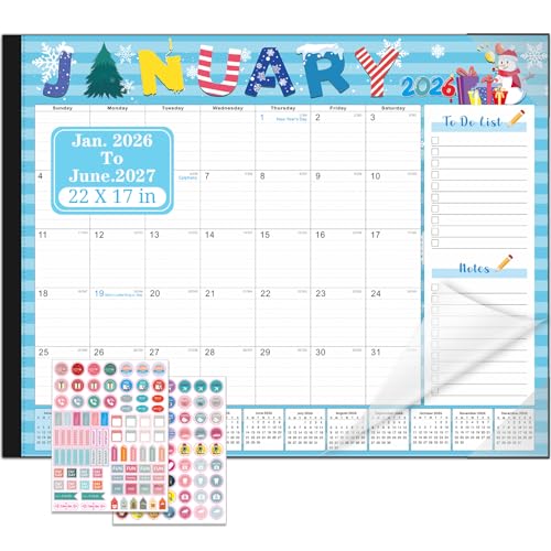 Lateefah Desk Calendar 2026, Large 22'' x 17'' Desk Calendar 2026-2027, 18 Month Desktop Calendars for Home & Office, Use Jan 2026 to June 2027 - Image 1