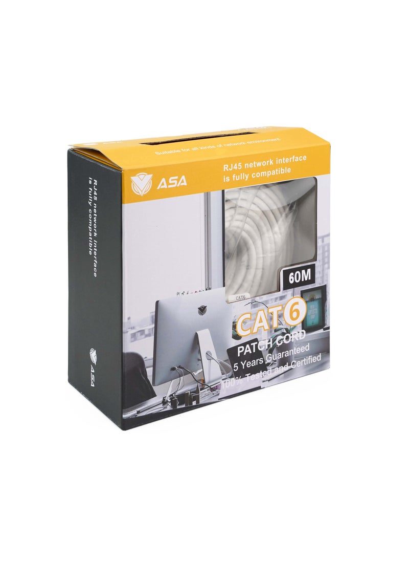 ASA High Speed CAT6 Ethernet Cable 60m, 1Gbps, with RJ45 Connector  - Image 3