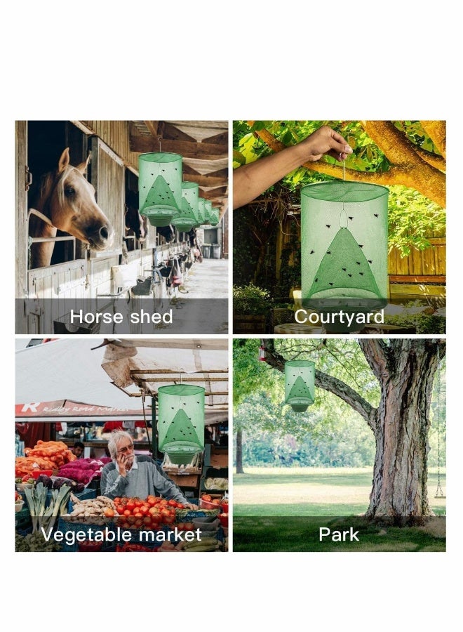 فخ ذباب رانش مع صينية طُعْم للتعليق في الهواء الطلق، فخ ذباب قابل لإعادة الاستخدام، قفص لجذب الذباب للاستخدام الداخلي أو الخارجي، لمزارع العائلات والحدائق والمطاعم (باللون الأخضر، عبوة واحدة) - Image 4