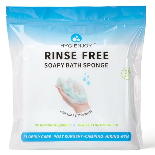 HYGIENJOY-21% Larger,No Rinse Bathing Wipes for Adults-Rinse Free Bath Sponges,Soap Infused,Dry Shower Wipes for Elderly, For Camping,Hiking,GYM, Post Surgery Must Haves, (25 pack) - Image 1