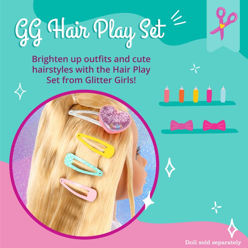 Glitter Girls – Hair Styling Set – Rainbow Hair Bows – Hair Clips & Elastics – 14-inch Doll Accessories – 3 Years + – GG Hair Play Set - Image 2