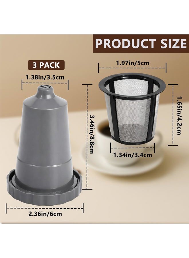 Podoy Reusable Coffee Filter Compatible with Keurigg My K Cup B30 B40 B50 B60 B70 K10 MINI Plus K15 K40/45 K55 K60/65 K70/75/79 Series 5048 Old Mode Grey (3 Pack) - Image 4