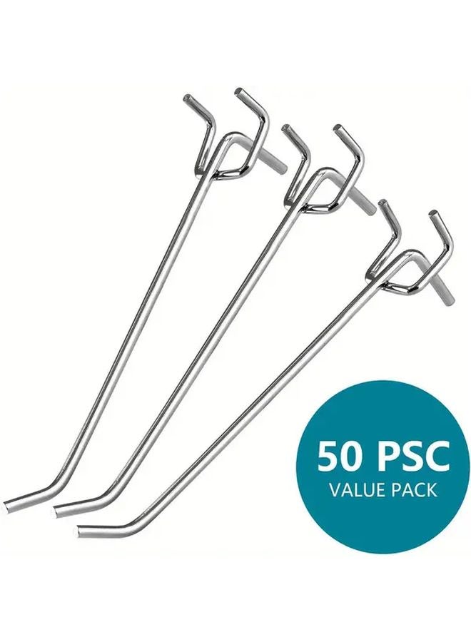 50pcs Stainless Steel Pegboard Hooks Heavy Duty Metal Shelf Hanging Brackets Wall Mounted Organizer - Image 2
