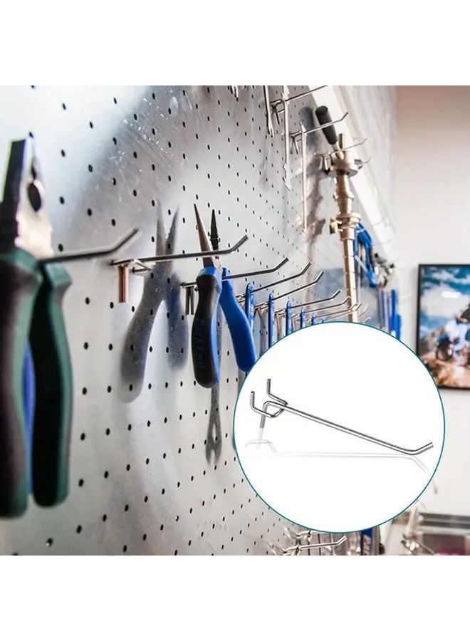 50pcs Stainless Steel Pegboard Hooks Heavy Duty Metal Shelf Hanging Brackets Wall Mounted Organizer - Image 5
