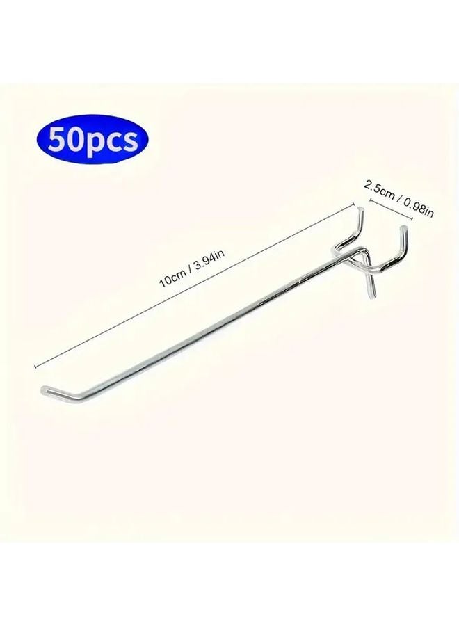 50pcs Stainless Steel Pegboard Hooks Heavy Duty Metal Shelf Hanging Brackets Wall Mounted Organizer - Image 3