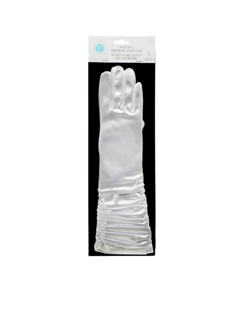 فيكتوريا لين ™ قفازات الزفاف الأبيض الساتان 14 بوصة - Image 3