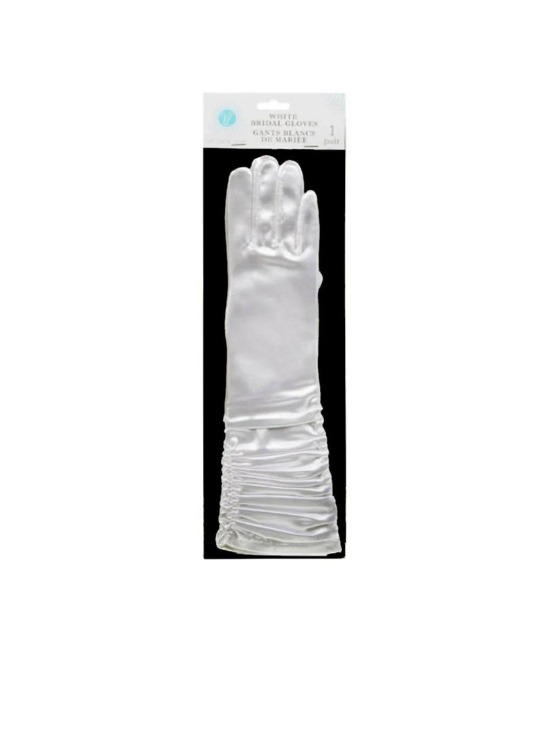 فيكتوريا لين ™ قفازات الزفاف الأبيض الساتان 14 بوصة - Image 2