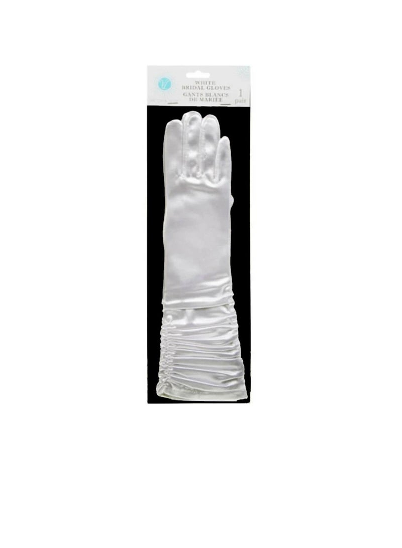 فيكتوريا لين ™ قفازات الزفاف الأبيض الساتان 14 بوصة - Image 1